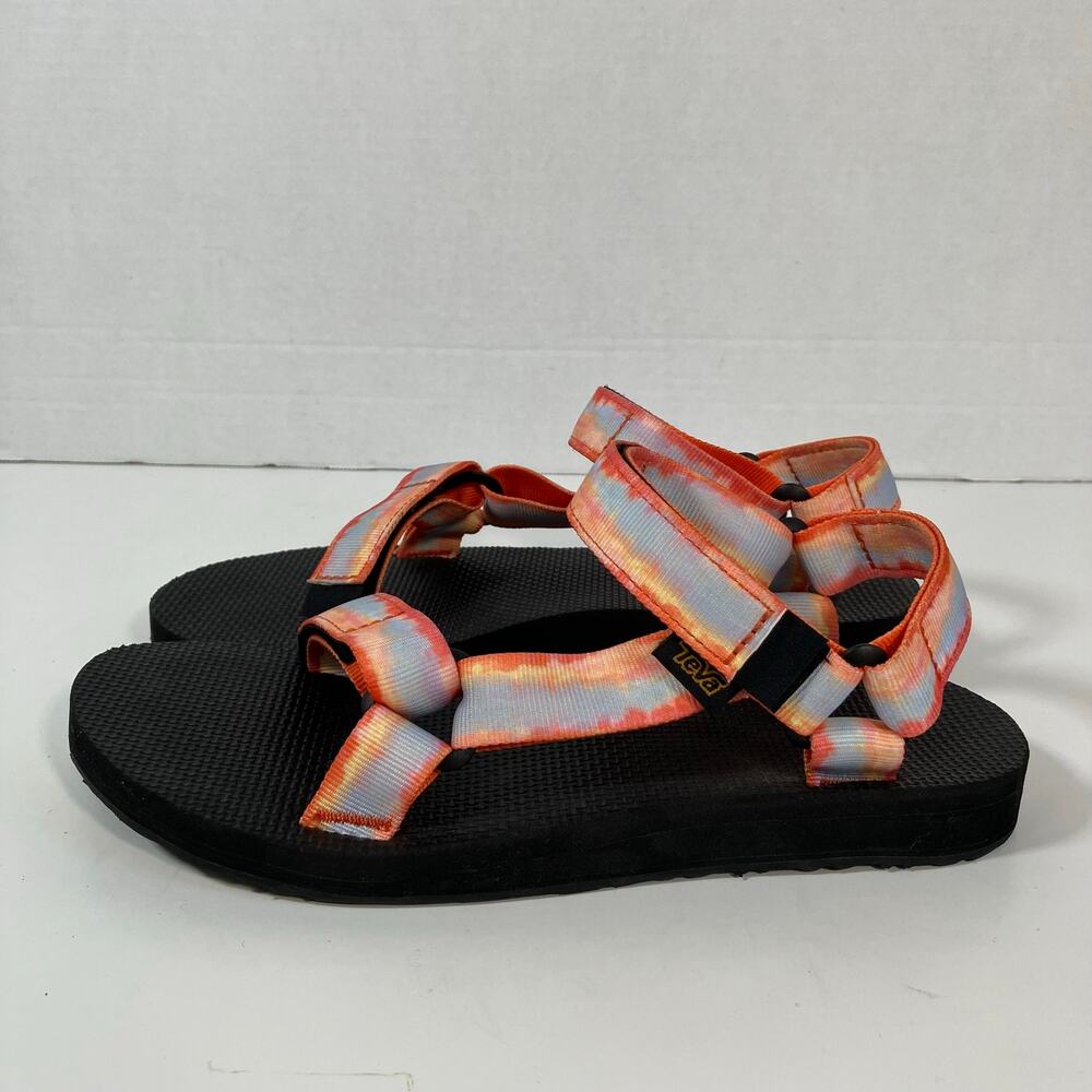 Teva Womens Sz 8 Original Universal Sandals Orange Tie Dye Woven Strap 1124231